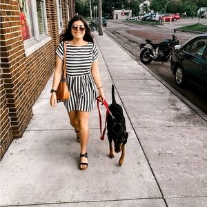 Clad & Cloth Blue Striped Dress